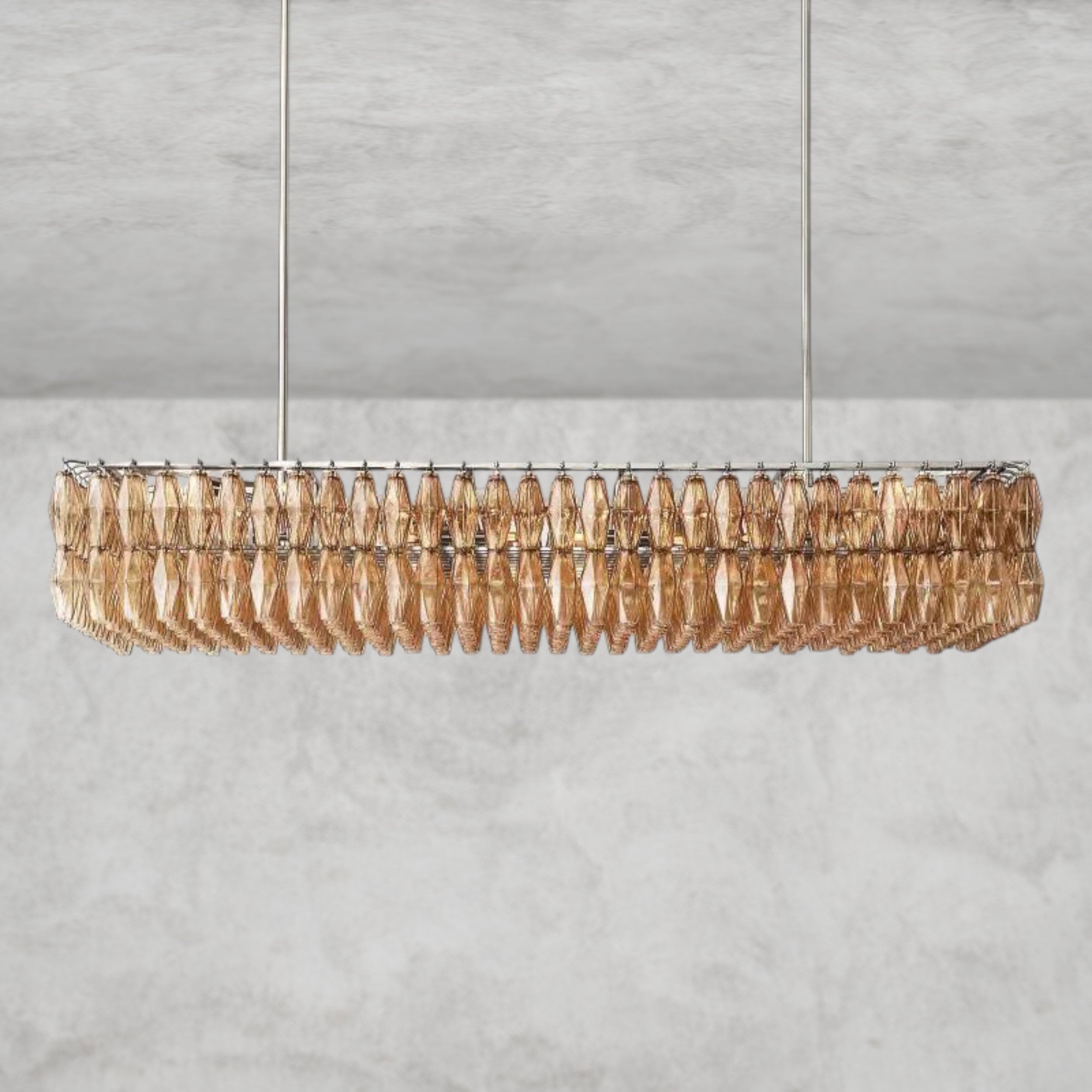 CHIARA CLEAR/ SMOKE GLASS RECTANGULAR CHANDELIER 54", 74"
